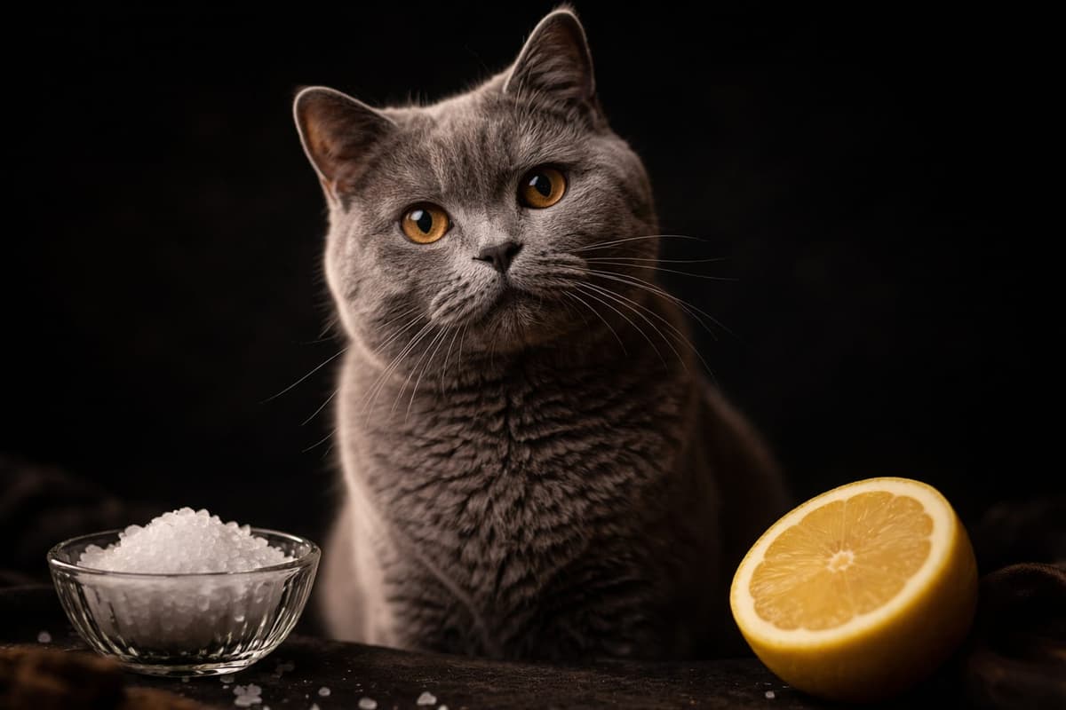 A cat beside a bowl of raw meat — an illustration of the feline sense of taste, salty and sour